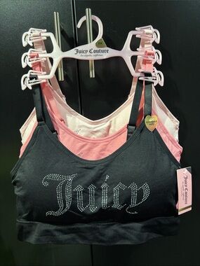 Juicy Couture 3 pack bra set,adjustable straps,removable pads,stretch,rhinestone